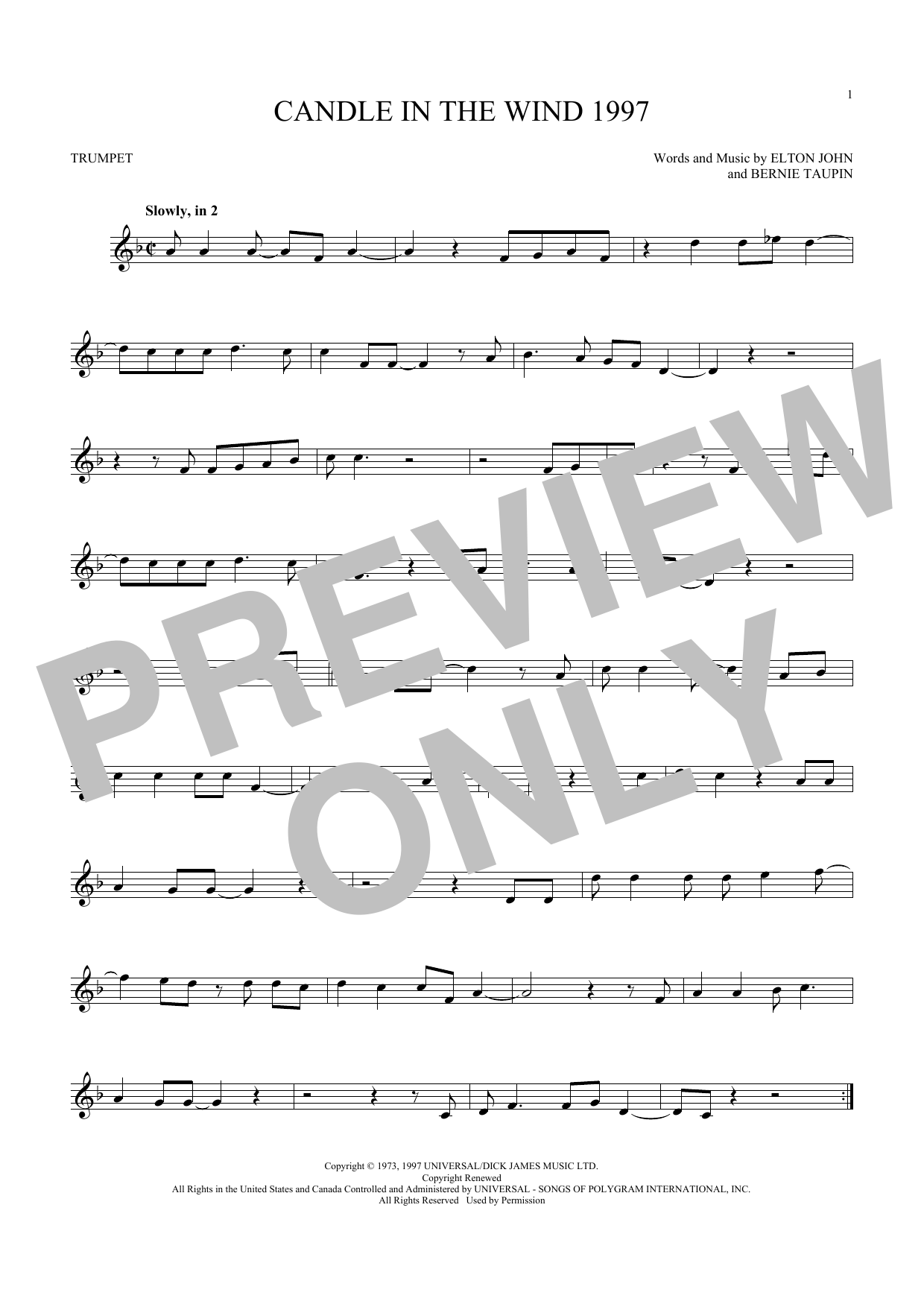 Produktgalerie: Seite 1 von 1 Candle In The Wind 1997, Elton John, Trompete