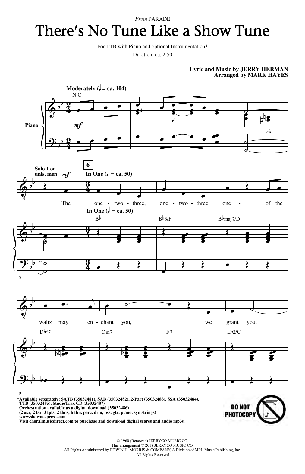 Product picture to: There's No Tune Like A Show Tune (arr. Mark Hayes)
