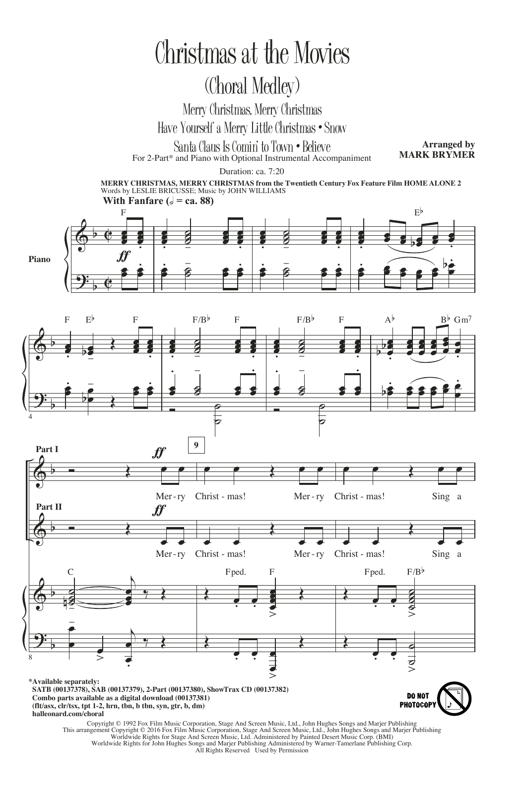 Product picture to: Christmas At The Movies (Choral Medley)