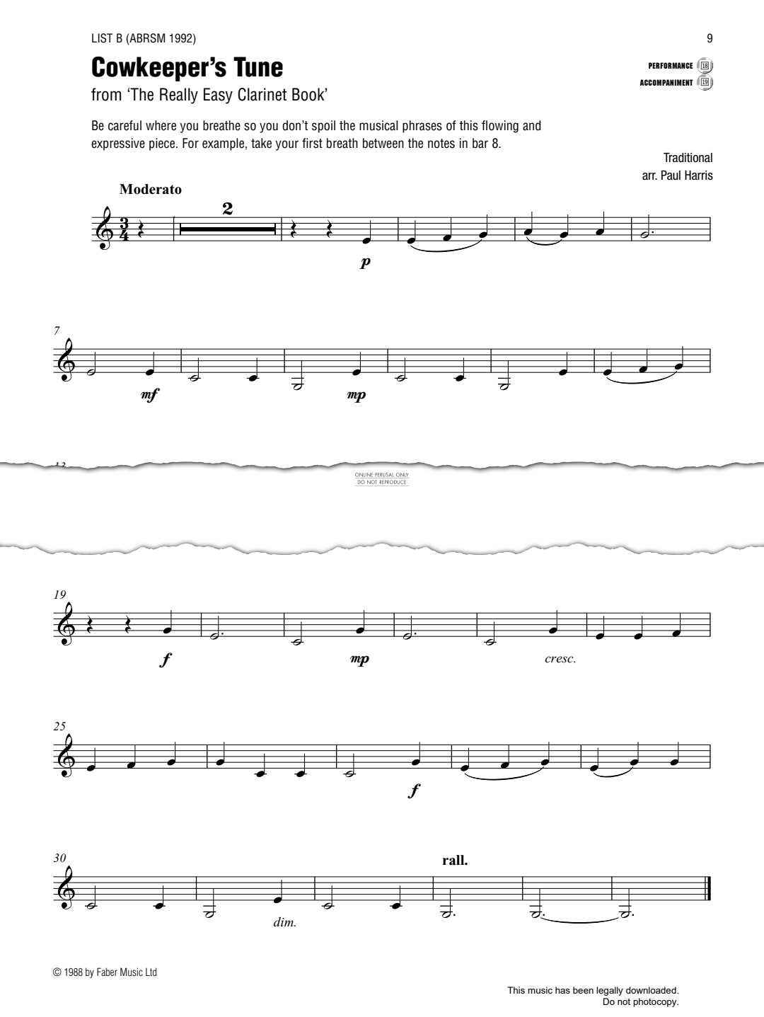 Produktgalerie: Seite 1 von 1 Cowkeeper's Tune (from 'The Really Easy Clarinet Book'), Traditional, Klarinette, Klavier