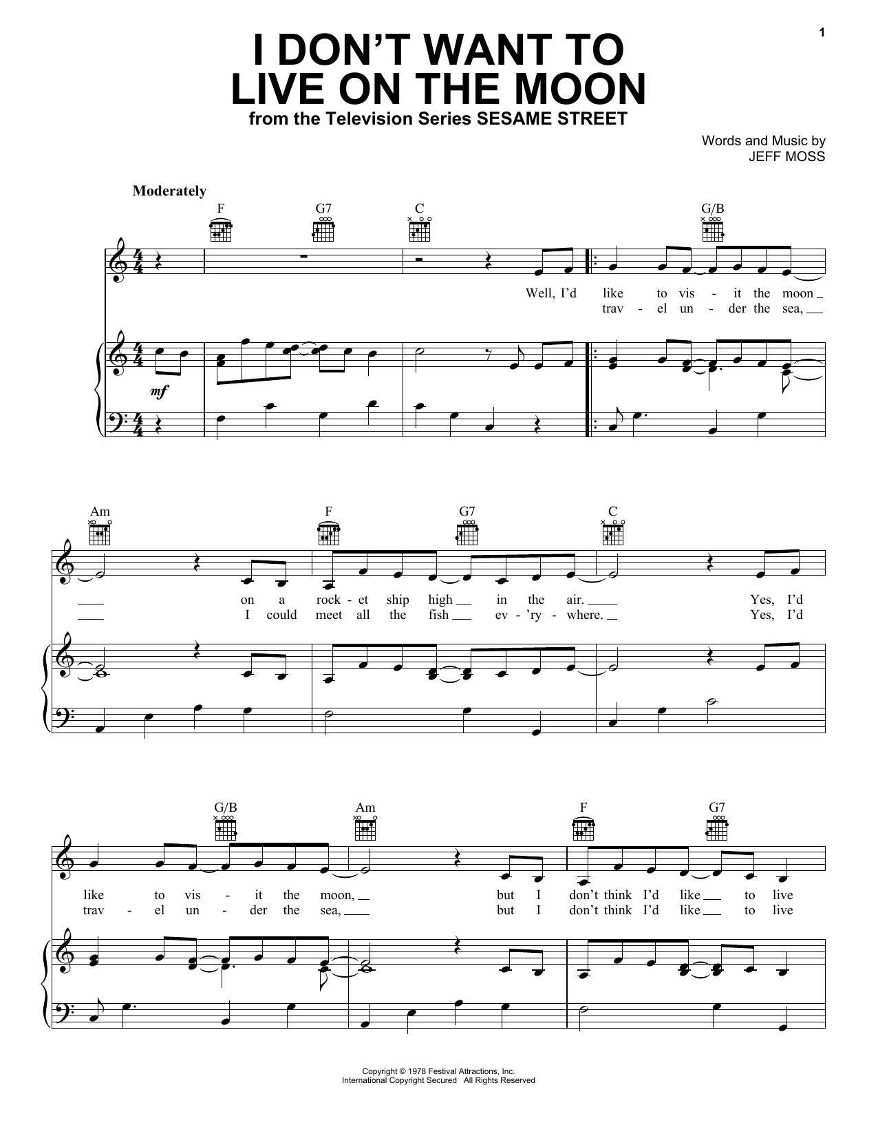 Produktbild zu: I Don't Want To Live On The Moon (from Sesame Street)