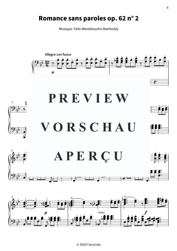 Product gallery: Page 10 of 11 Romances sans paroles op. 62, , Mendelssohn “Chant du gondolier,” Romances sans paroles by Mendelssohn, Mendelssohn piano score, “Chant du printemps” by Mendelssohn for piano, Mendelssohn, Op. 62 for piano, “Marche funèbre” by Mendelssohn, Romances sans paroles score, Mendelssohn for piano
