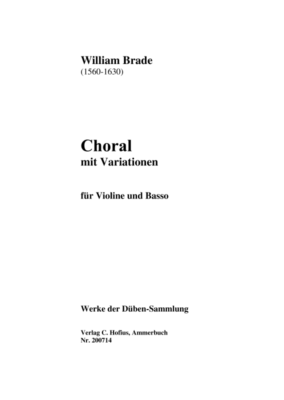 Produktbild zu: Choral mit Variationen