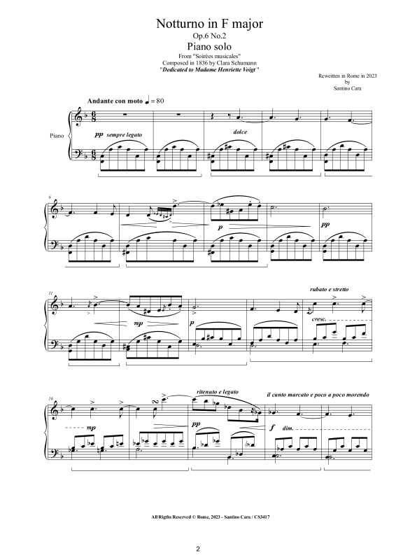 Product picture to: Notturno in F-Dur Op. 6 No. 2Clara Schumann