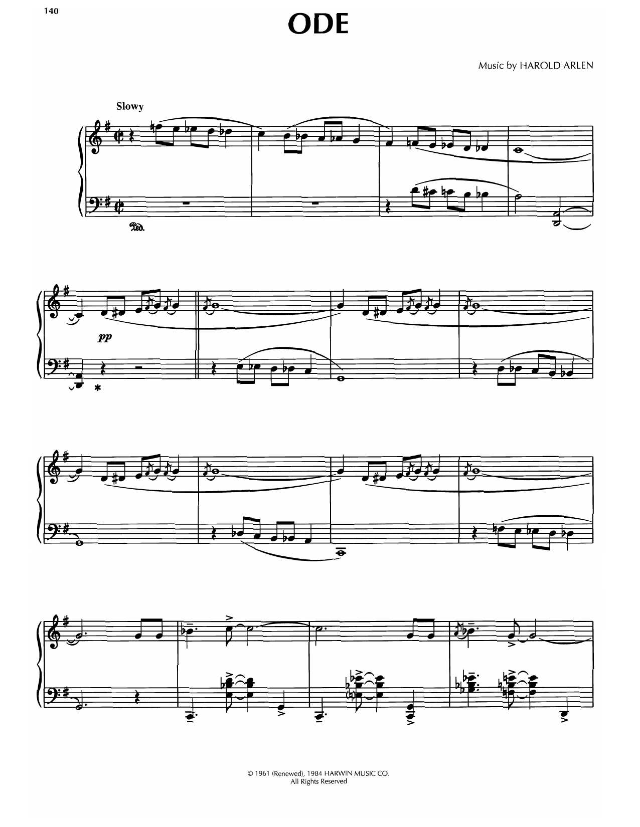 Produktgalerie: Seite 1 von 1 Ode, Harold Arlen, Klavier