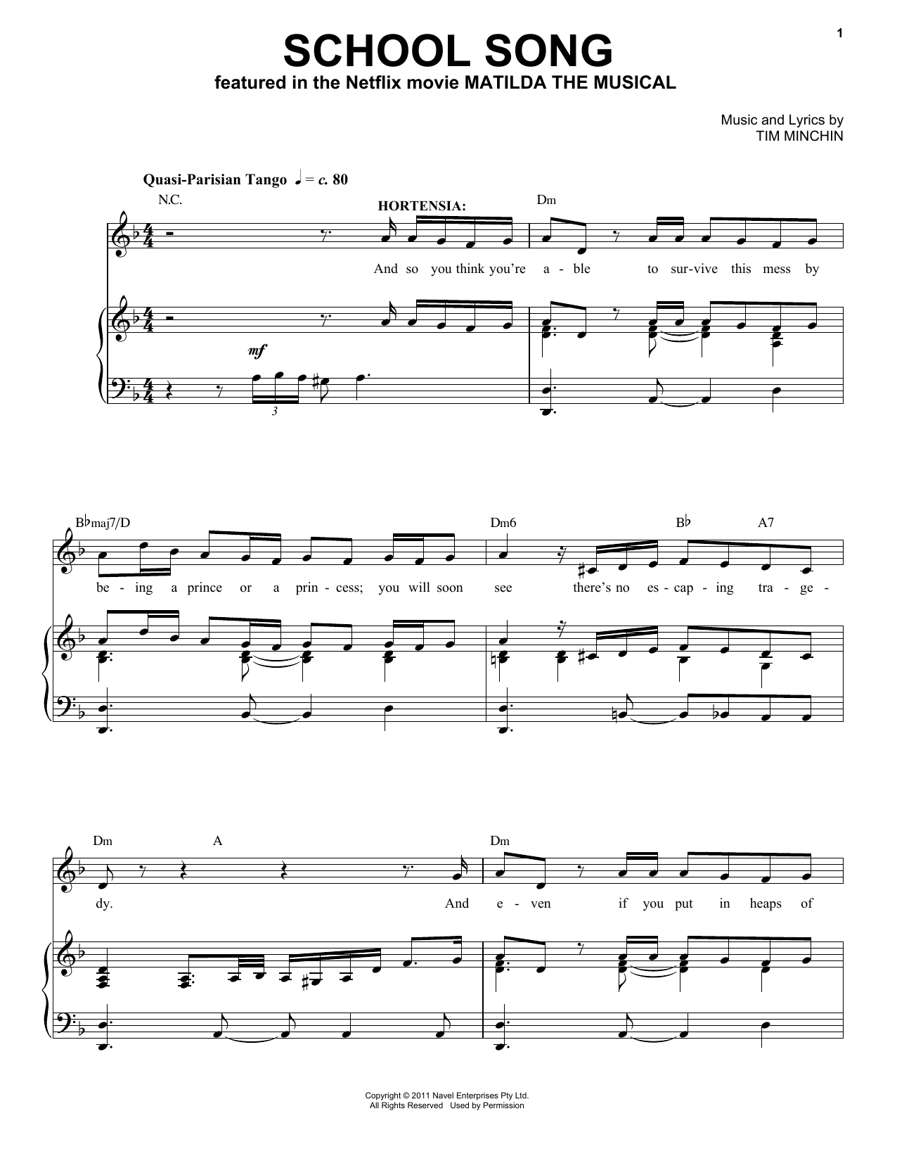 Produktbild zu: School Song (from the Netflix movie Matilda The Musical)