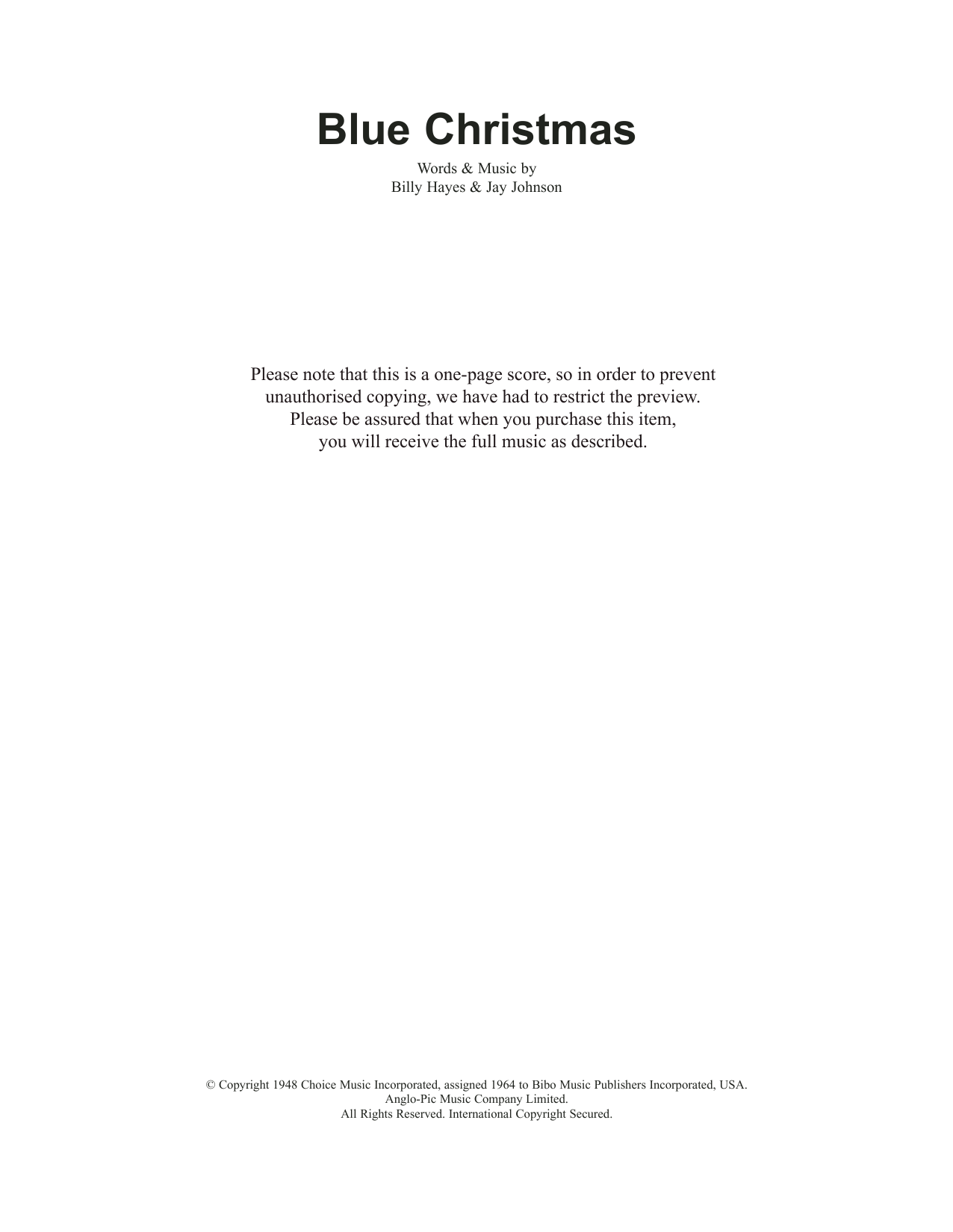 Product gallery: Page 1 of 1 Blue Christmas, Elvis Presley