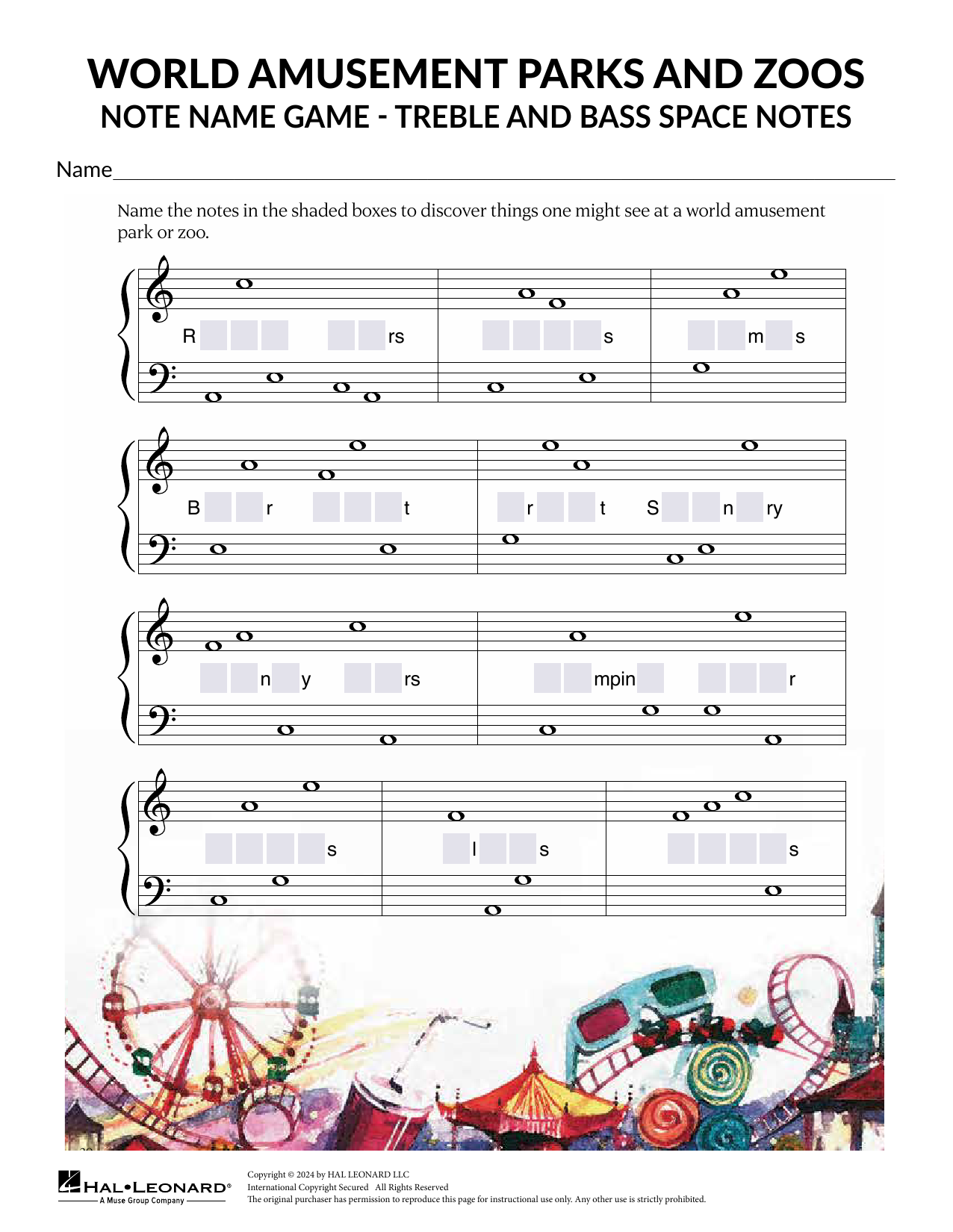 Produktgalerie: Seite 1 von 1 Treble and Bass Space Notes, Karen Harrington