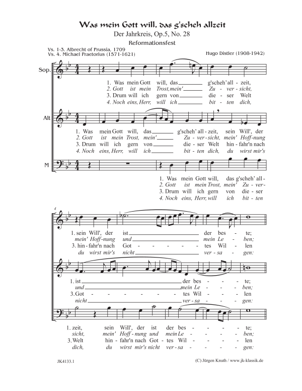 gallery: Was mein Gott will, das g´scheh allzeit (Der Jahrkreis, Op.5, Nr. 28), , Gemischter Chor 3-stimmig SAM