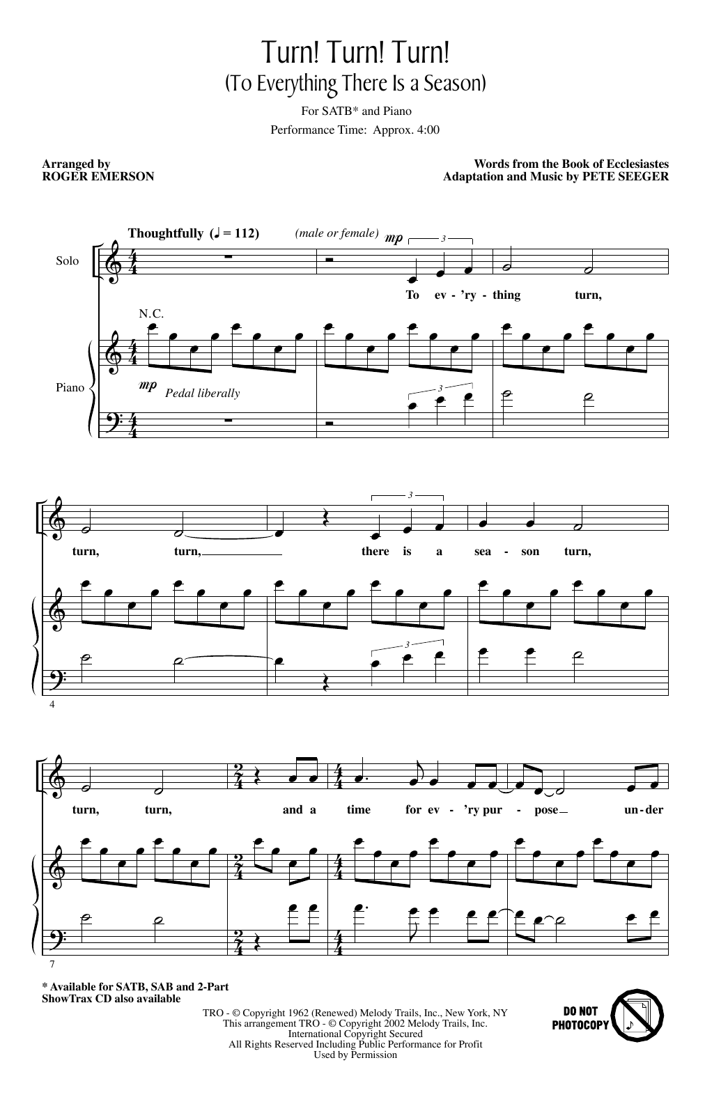 Produktgalerie: Seite 1 von 1 Turn! Turn! Turn! (To Everything There Is A Season) (arr. Roger Emerson), The Byrds, Chor