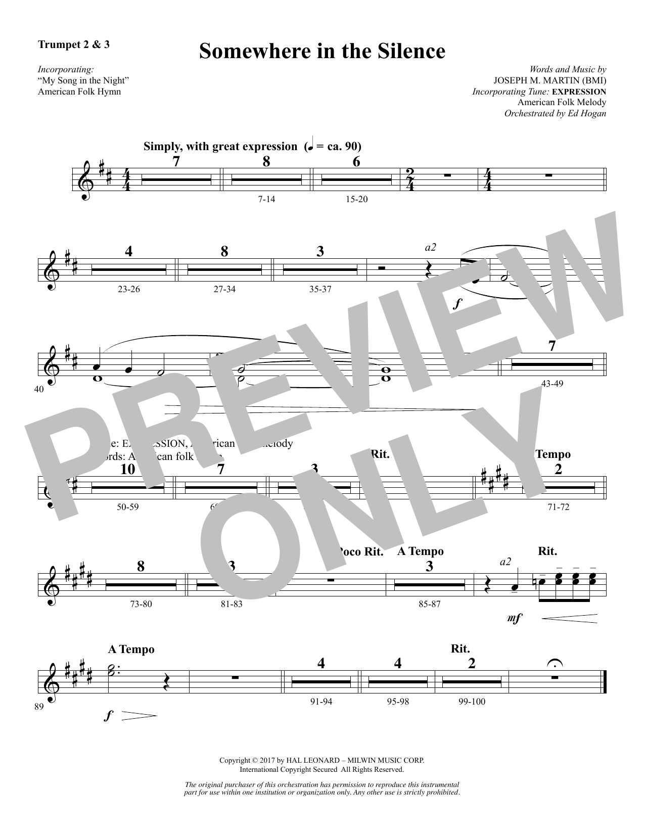Produktbild zu: Somewhere in the Silence - Bb Trumpet 2,3