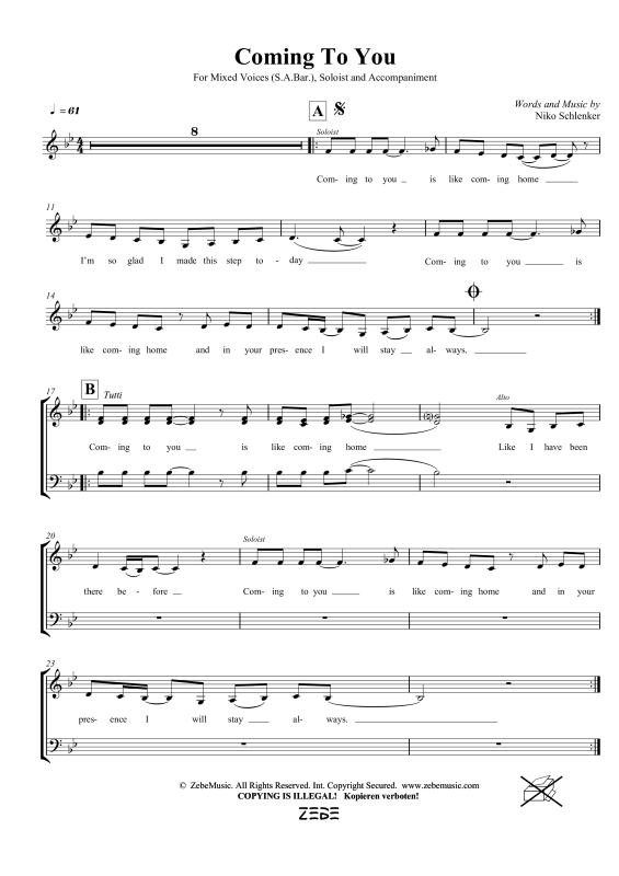 gallery: Coming To You, , Gemischter Chor SAM/Solo opt. und Klavier
