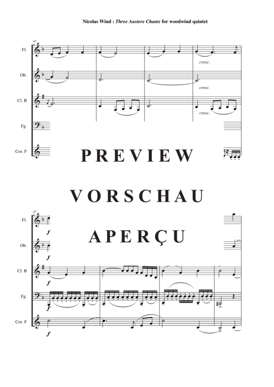 Produktgalerie: Seite 21 von 21 Three Austere Chants , , (Holzbläserquintett)