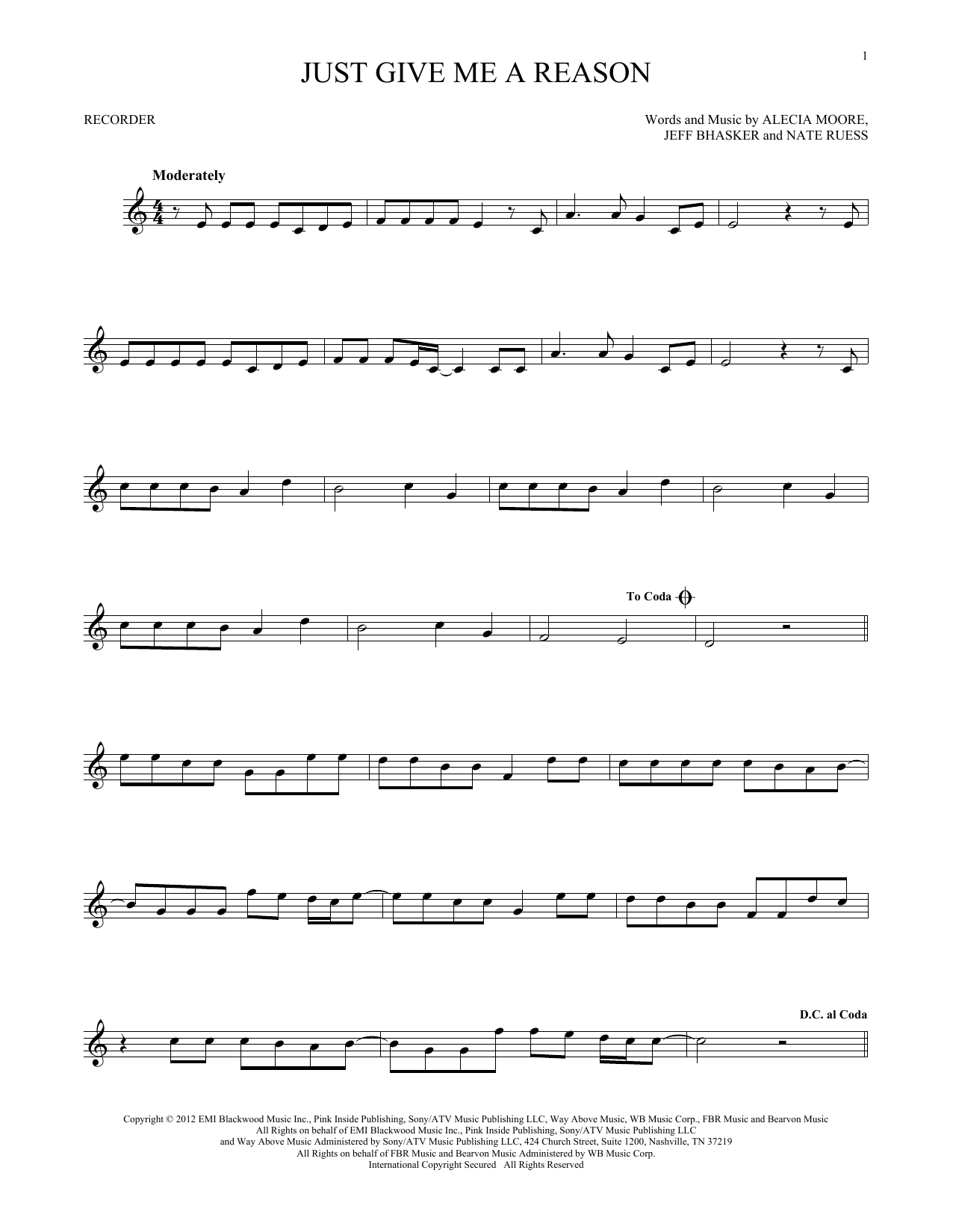 Product gallery: Page 1 of 1 Just Give Me A Reason (feat. Nate Ruess), P!nk