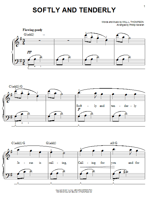 Produktbild zu: Softly And Tenderly (arr. Phillip Keveren)