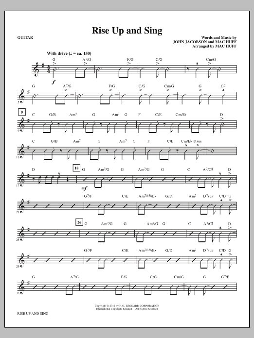Produktgalerie: Seite 1 von 1 Rise Up And Sing - Guitar, Mac Huff, Chor