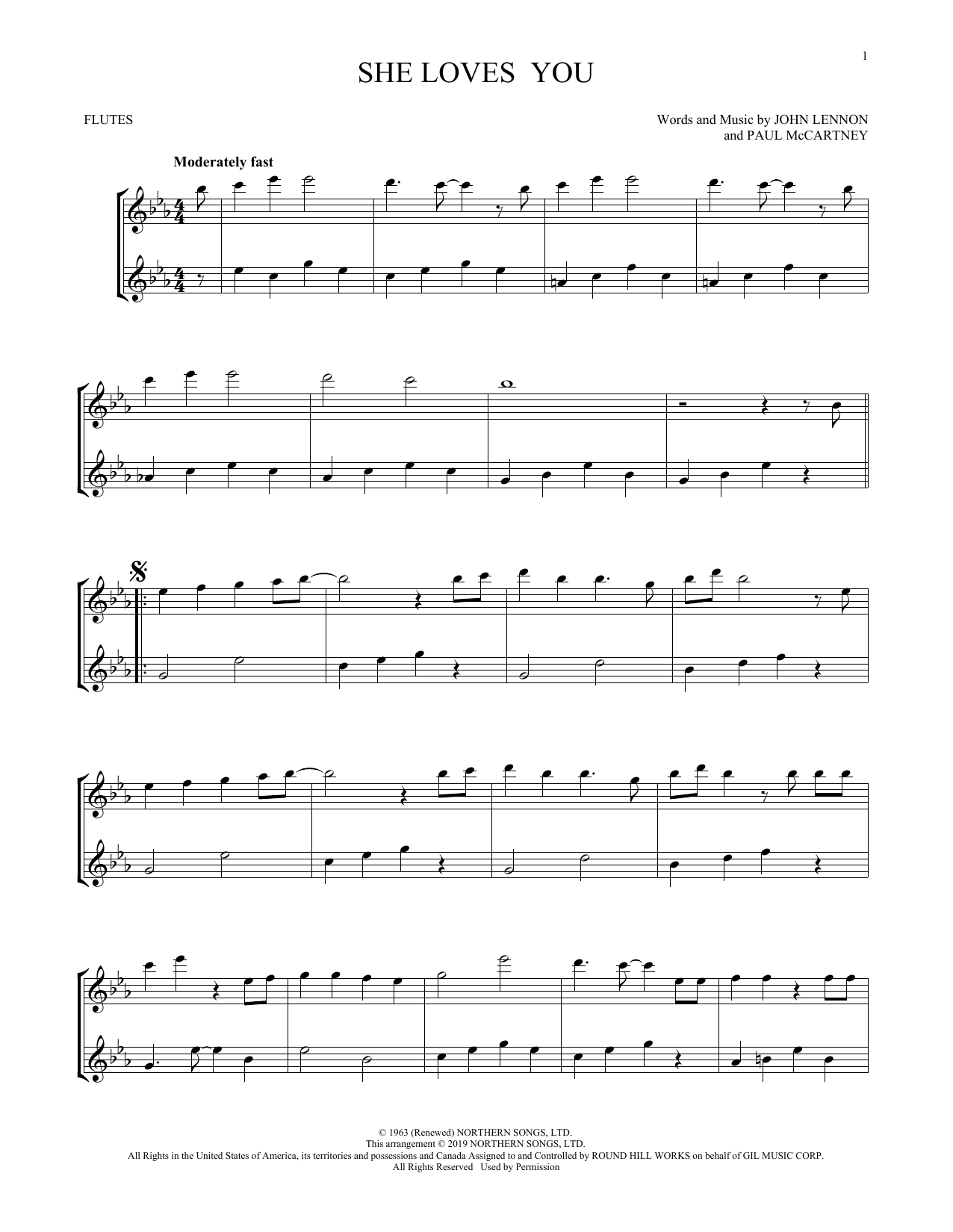 Product gallery: Page 1 of 1 She Loves You (arr. Mark Phillips), The Beatles