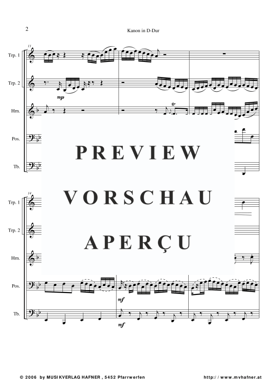 gallery: Kanon in D-Dur, , (Blechbläser Quintett)