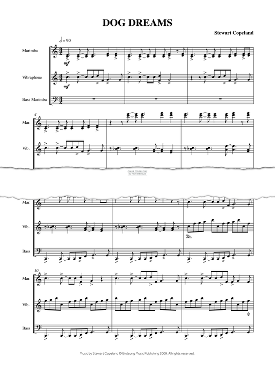 Produktgalerie: Seite 1 von 1 Dog Dreams (Mikrokosmos for Percussion), Stewart Copeland, Percussion
