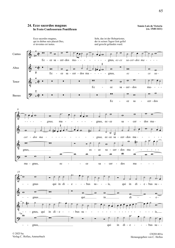 gallery: Ecce sacerdos magnus, , (Gemischter Chor)