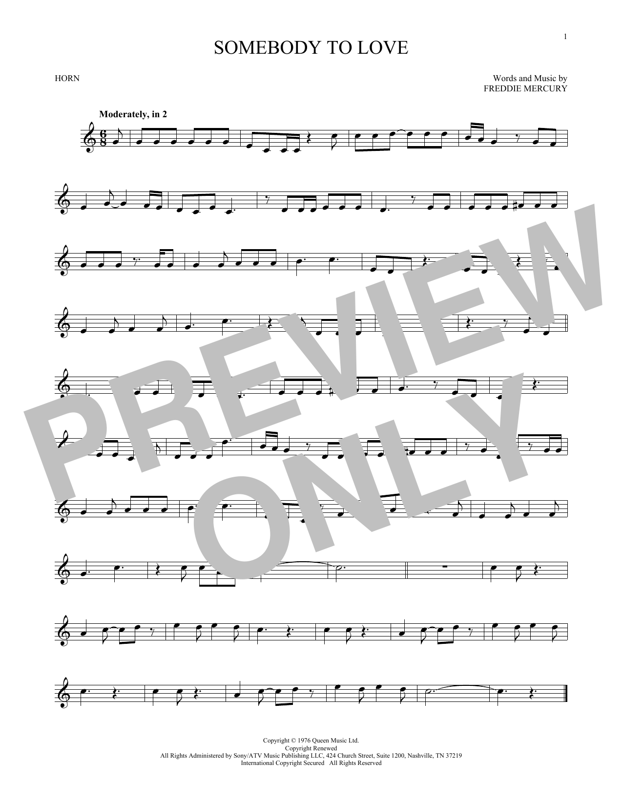 Produktgalerie: Seite 1 von 1 Somebody To Love, Queen, Horn