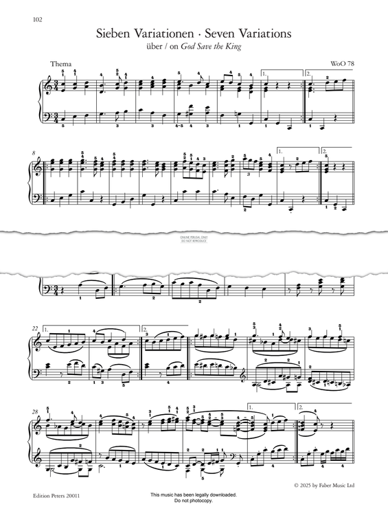 Produktgalerie: Seite 1 von 1 Seven Variations on 'God Save the King', WoO 78, Ludwig van Beethoven, Klavier
