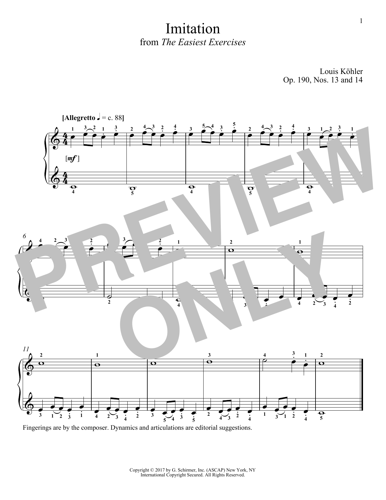 Product gallery: Page 1 of 1 Imitation, Op. 190, Nos. 13 and 14, Louis Kohler