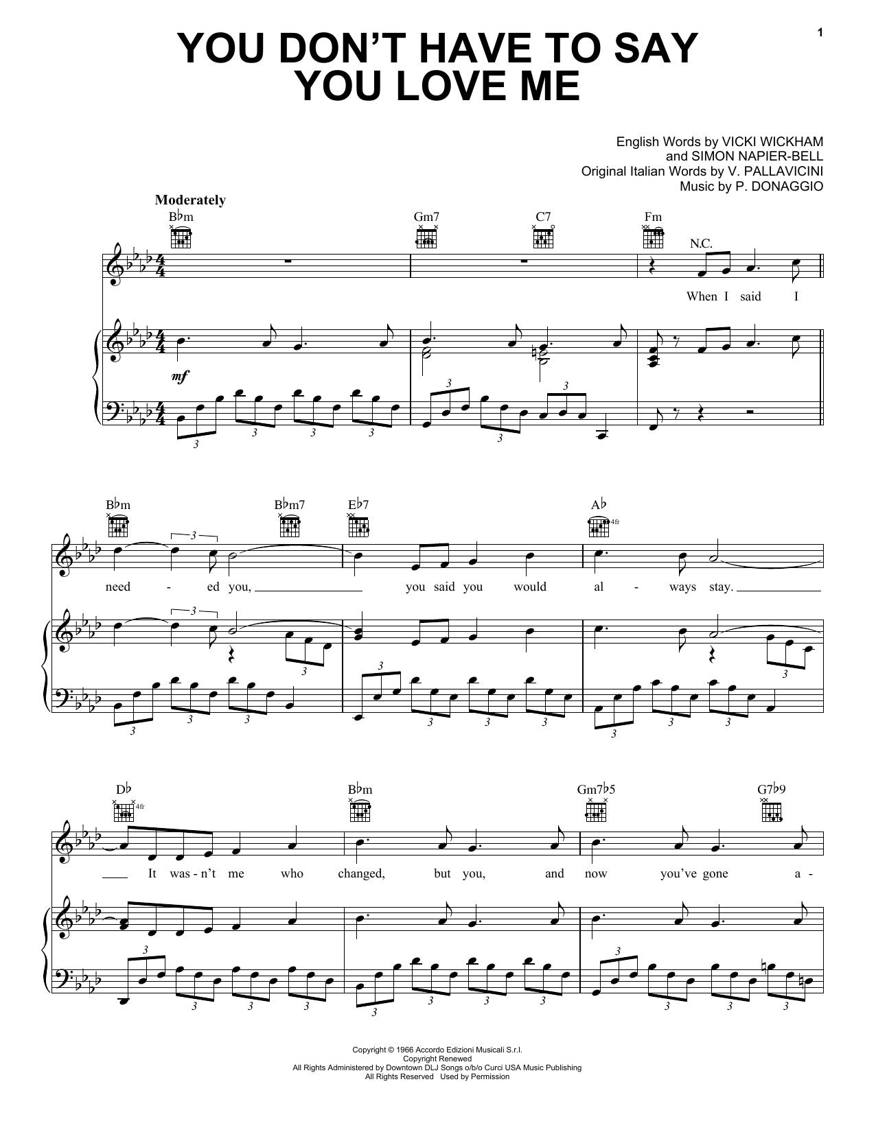 Produktgalerie: Seite 1 von 1 You Don't Have To Say You Love Me, Elvis Presley, Gesang, Gitarre, Klavier