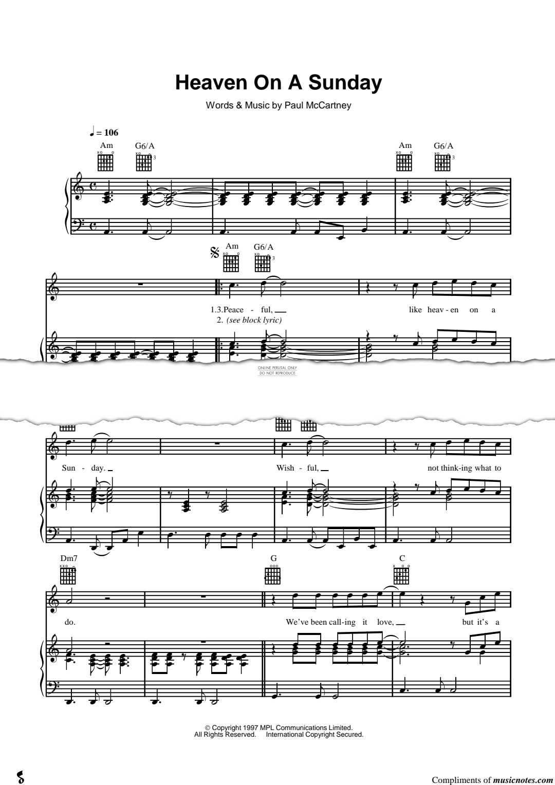 Produktgalerie: Seite 1 von 1 Heaven On A Sunday, Paul McCartney, Gesang, Gitarre, Klavier