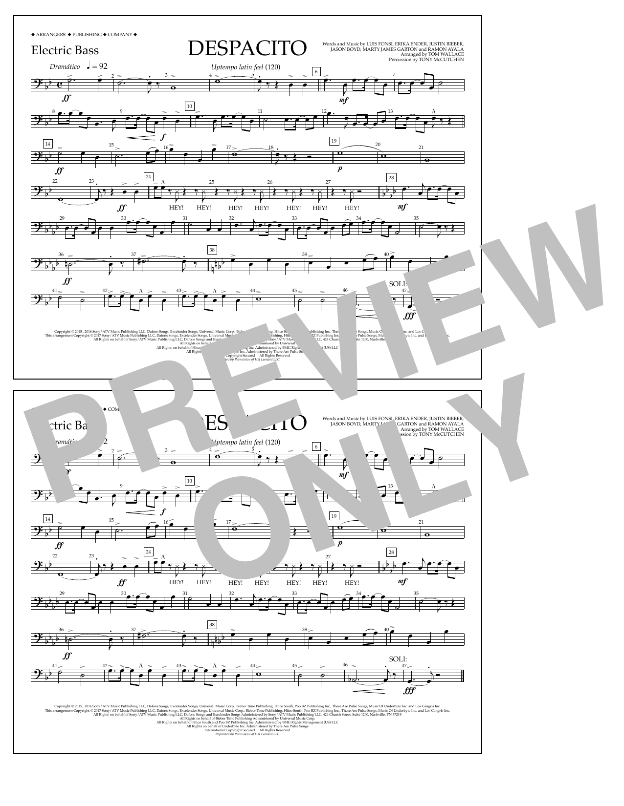 Produktbild zu: Despacito (arr. Tom Wallace) - Electric Bass