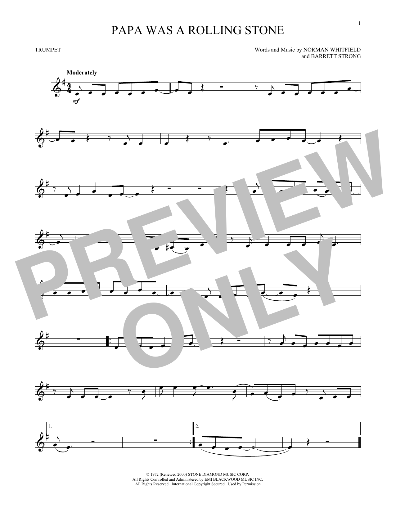 Produktgalerie: Seite 1 von 1 Papa Was A Rollin' Stone, The Temptations, Trompete