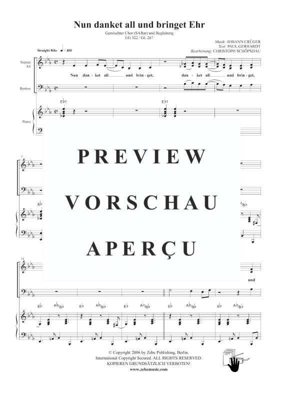 gallery: Nun danket all und bringet Ehr EG 322 / GL 403, , Gemischter Chor SAM und Klavier
