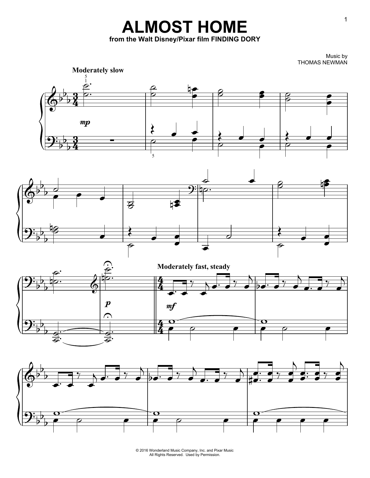 Produktbild zu: Almost Home (from Finding Dory)