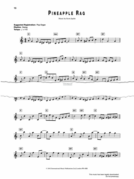 Produktgalerie: Seite 1 von 1 Pineapple Rag, Scott Joplin, Gitarre, Keyboard