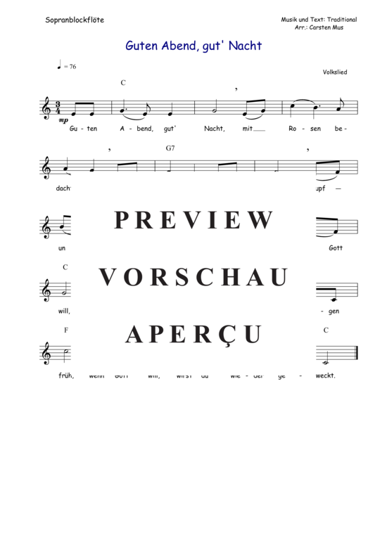 Product picture to: Guten Abend gut ´ Nacht (C - Dur) Traditional