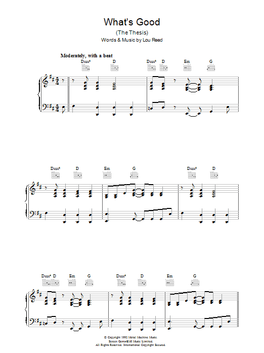 Produktgalerie: Seite 1 von 1 What's Good, Lou Reed, Gesang, Gitarre, Klavier