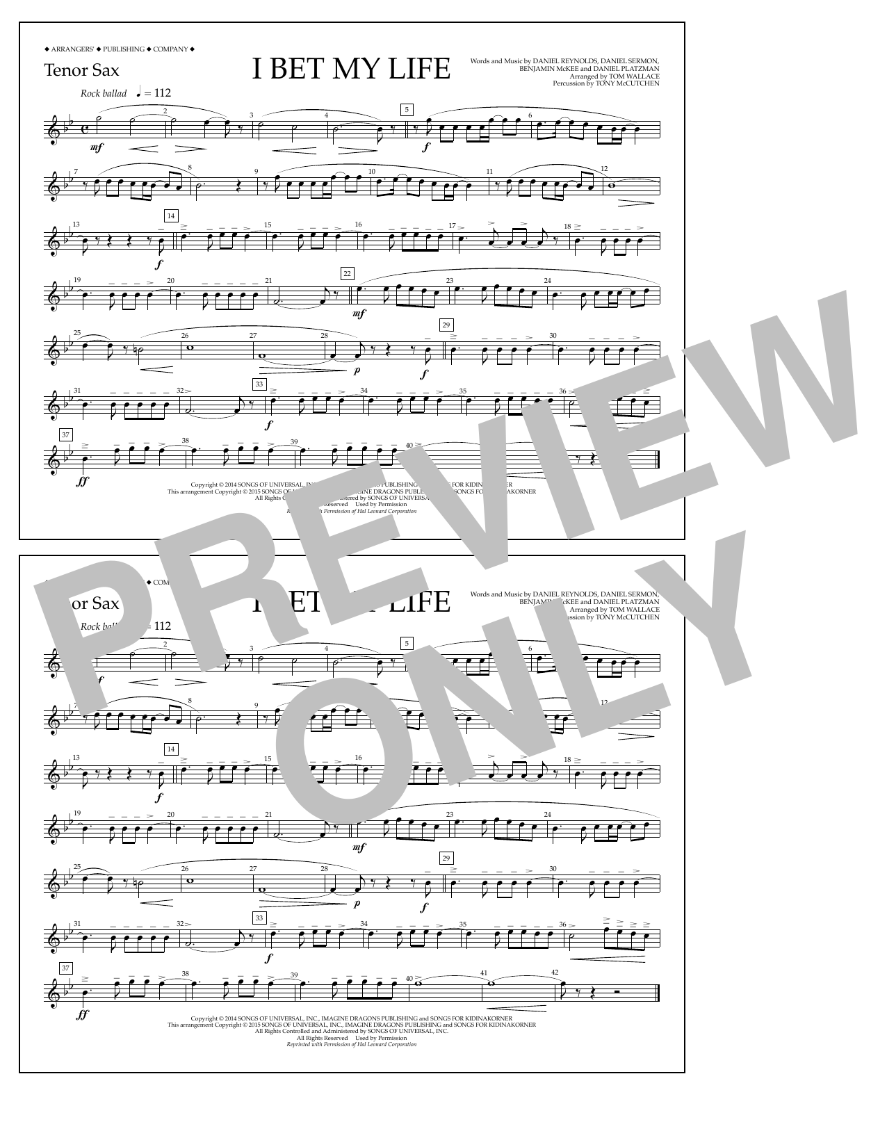 Produktgalerie: Seite 1 von 1 I Bet My Life - Tenor Sax, Tom Wallace, Ensemble