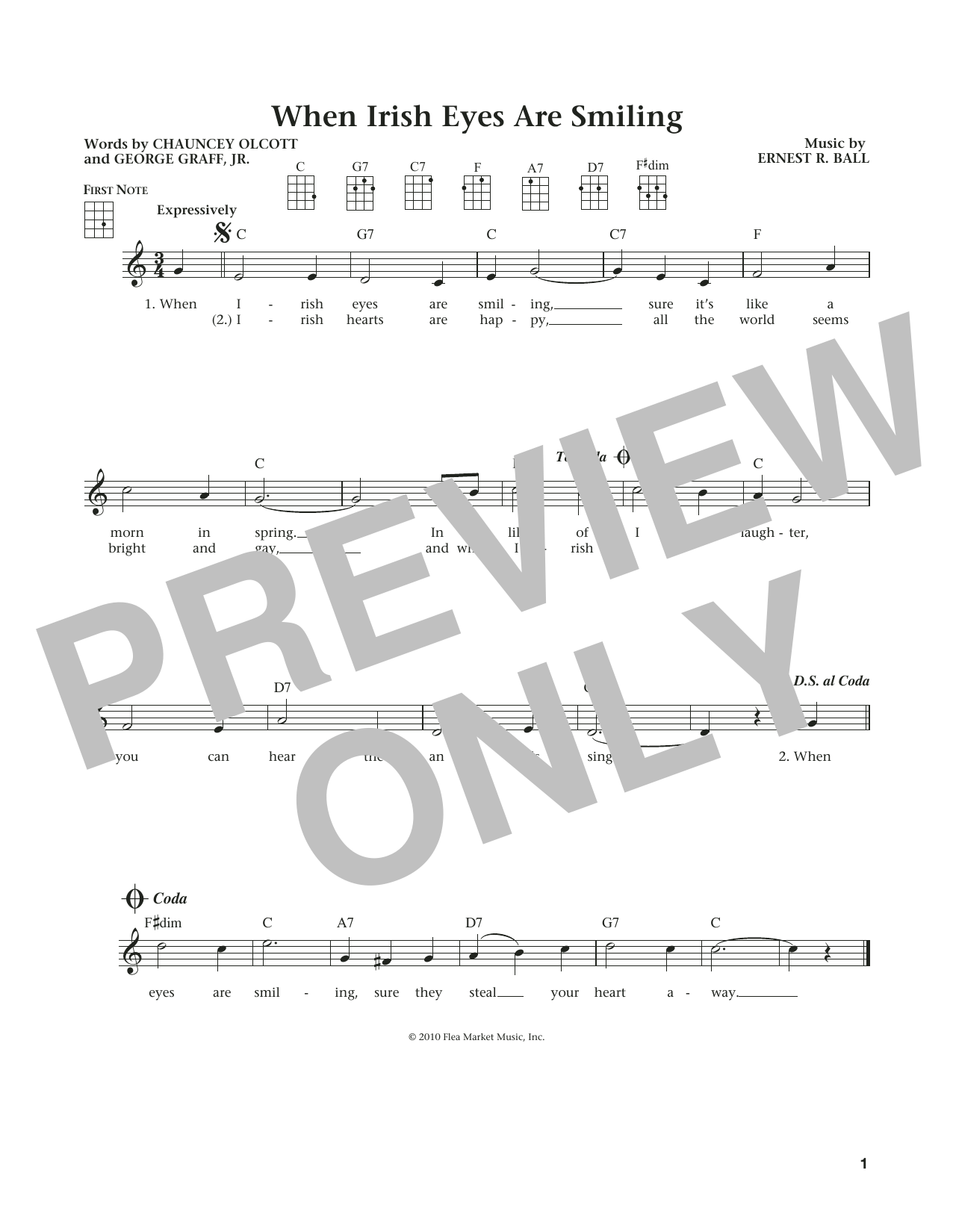 Product gallery: Page 1 of 1 When Irish Eyes Are Smiling (from The Daily Ukulele) (arr. Liz and Jim Beloff), Chauncey Olcott
