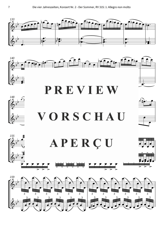 Produktgalerie: Seite 9 von 10 Die vier Jahreszeiten, Konzert Nr. 2 - Der Sommer - 1. Allegro non molto, The Twiolins, (Duett 2x Violine)