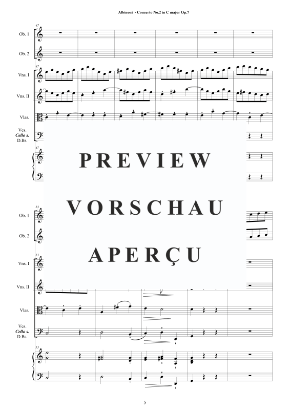 Product gallery: Page 6 of 11 Concerto No.2 in C-Dur Op.7, , 2 Solo Oboes, String Ensemble, and Harpsichord (Bc)