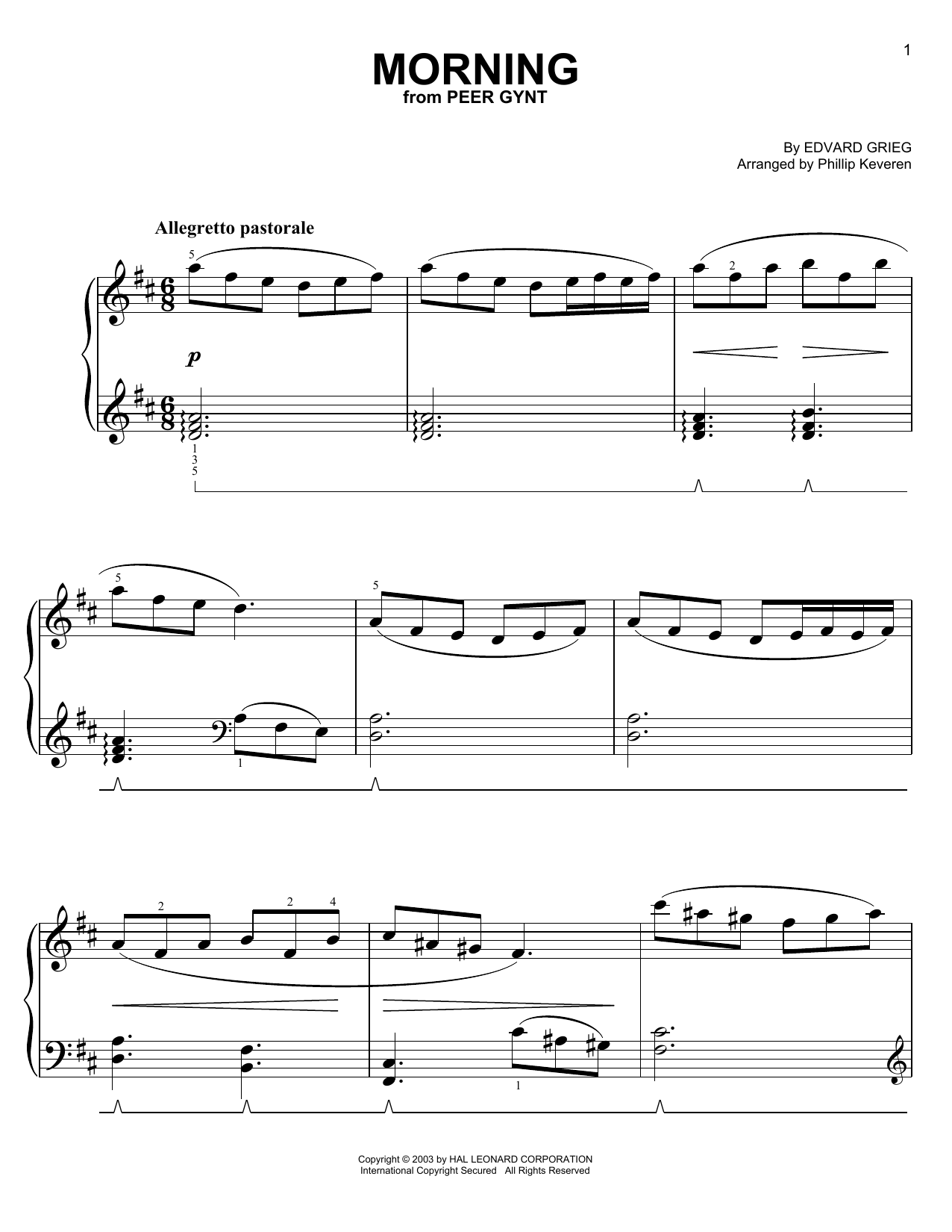 Product picture to: Morning (from Peer Gynt) (arr. Phillip Keveren)
