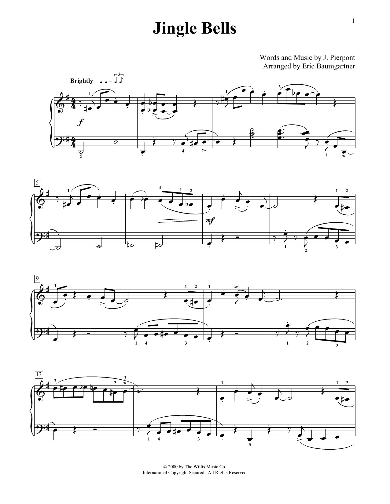 Produktbild zu: Jingle Bells [Jazz version] (arr. Eric Baumgartner)