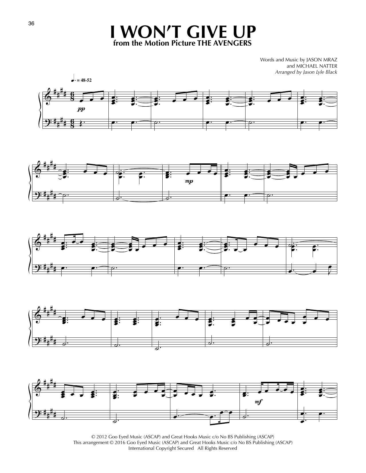 Product gallery: Page 1 of 1 I Won't Give Up (arr. Jason Lyle Black), Jason Mraz