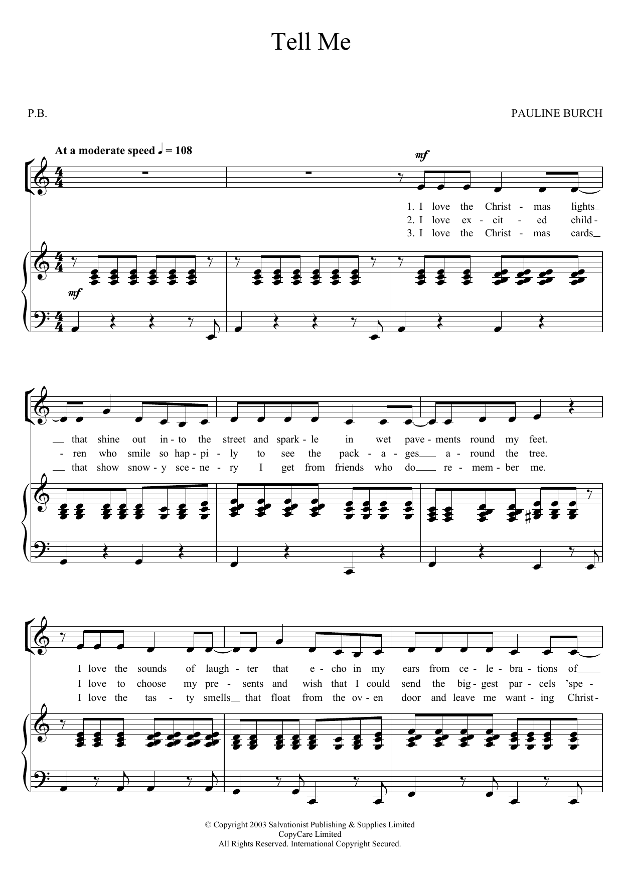 Produktgalerie: Seite 1 von 1 Tell Me, The Salvation Army, Gesang, Gitarre, Klavier