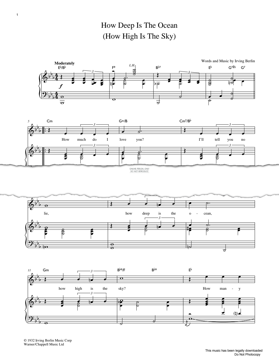 Produktgalerie: Seite 1 von 1 How Deep Is The Ocean (How High Is The Sky), Irving Berlin, Gesang, Klavier
