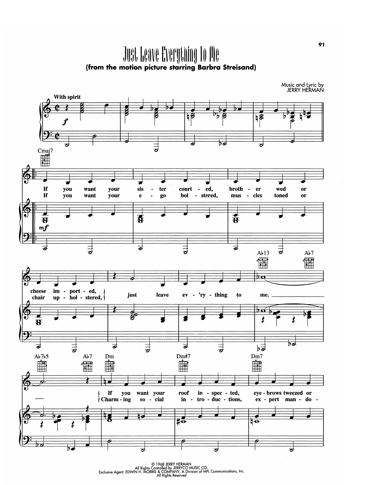 Produktgalerie: Seite 1 von 1 Just Leave Everything To Me (from Hello, Dolly!), Jerry Herman, Gesang, Gitarre, Klavier
