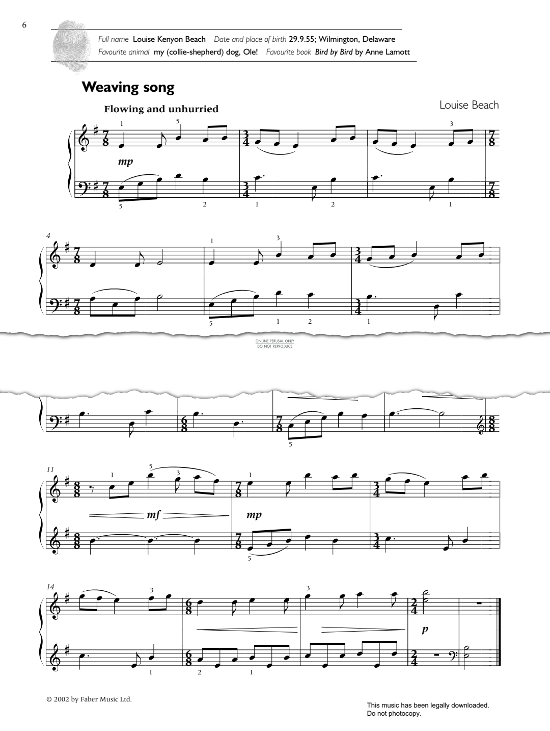Produktgalerie: Seite 1 von 1 Weaving Song, Louise Beach, Klavier