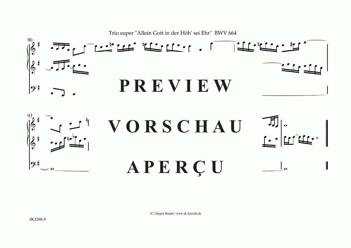 Produktgalerie: Seite 10 von 10 Trio super Allein Gott in der Höh´ sei Ehr BWV 664 G-Dur , , (Orgel Solo)