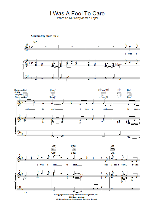 Produktgalerie: Seite 1 von 1 I Was A Fool To Care, James Taylor, Gesang, Gitarre, Klavier