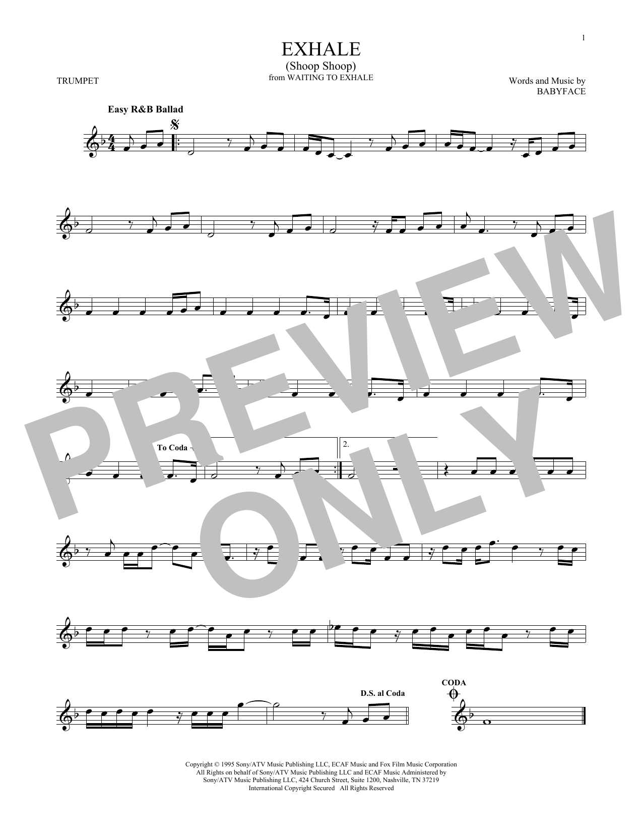 Produktgalerie: Seite 1 von 1 Exhale (Shoop Shoop), Whitney Houston, Trompete